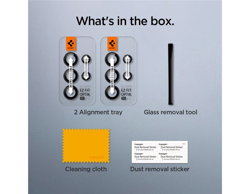 Spigen Glass EZ Fit Optik Pro, zaštitno staklo za kameru telefona, 2 kom, crno - Samsung Galaxy S23 Ultra (AGL05950)