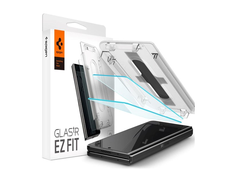 Spigen Glass tR EZ Fit, Transparency, zaštitno staklo za ekran telefona, 2 kom + okvir za instalaciju - Samsung Galaxy Z Fold5 (AGL06523)