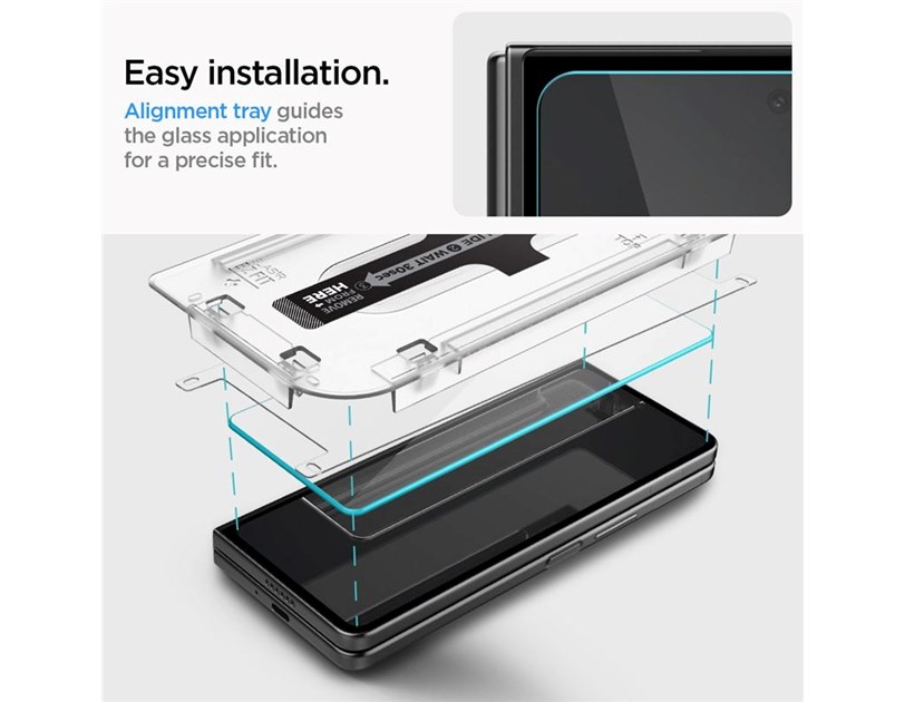 Spigen Glass tR EZ Fit, Transparency, zaštitno staklo za ekran telefona, 2 kom + okvir za instalaciju - Samsung Galaxy Z Fold5 (AGL06523)