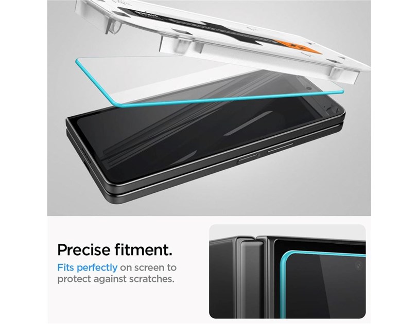 Spigen Glass tR EZ Fit, Transparency, zaštitno staklo za ekran telefona, 2 kom + okvir za instalaciju - Samsung Galaxy Z Fold5 (AGL06523)