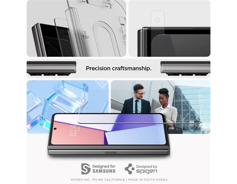 Spigen Glass tR EZ Fit, Transparency, zaštitno staklo za ekran telefona, 2 kom + okvir za instalaciju - Samsung Galaxy Z Fold5 (AGL06523)