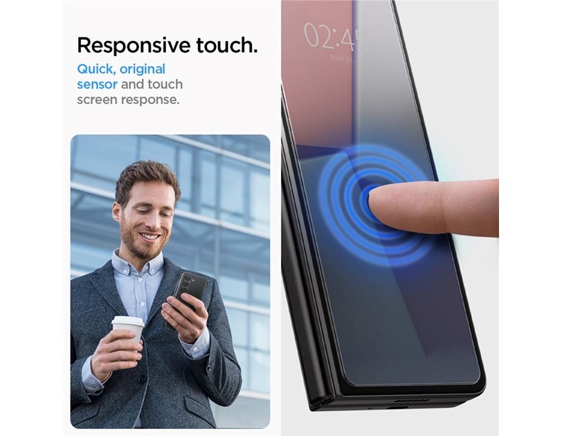 Spigen Glass tR EZ Fit, Transparency, zaštitno staklo za ekran telefona, 2 kom + okvir za instalaciju - Samsung Galaxy Z Fold5 (AGL06523)