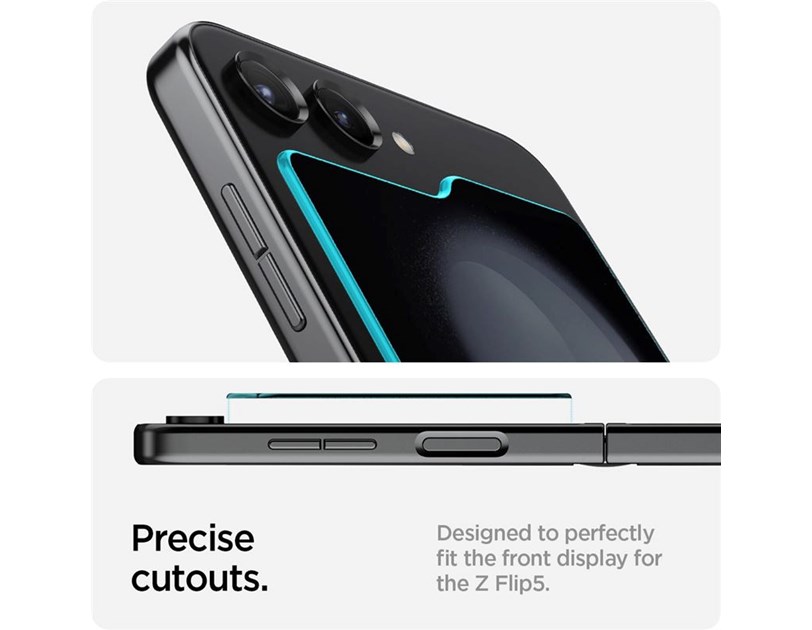 Spigen Glass tR EZ Fit, Transparency, zaštitno staklo za ekran telefona, 2 kom + okvir za instalaciju - Samsung Galaxy Z Flip5 (AGL06525)
