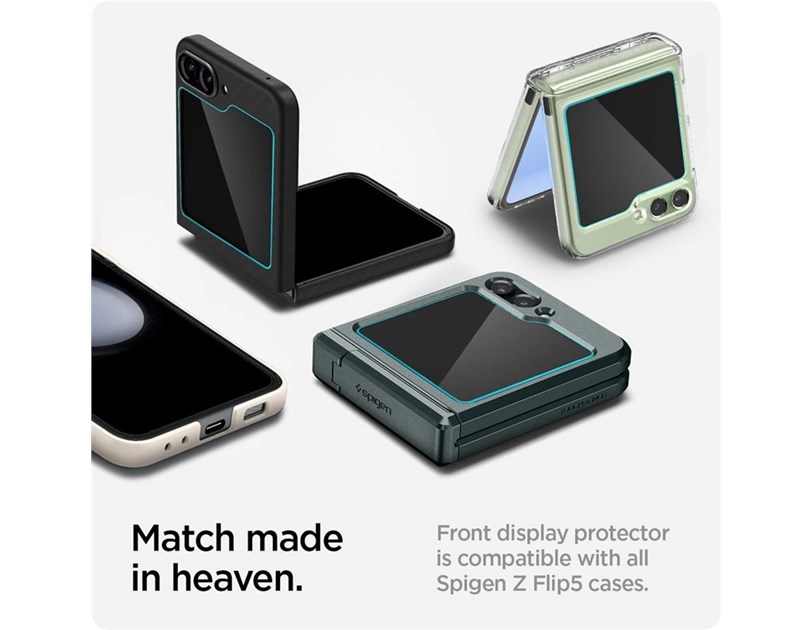 Spigen Glass tR EZ Fit, Transparency, zaštitno staklo za ekran telefona, 2 kom + okvir za instalaciju - Samsung Galaxy Z Flip5 (AGL06525)