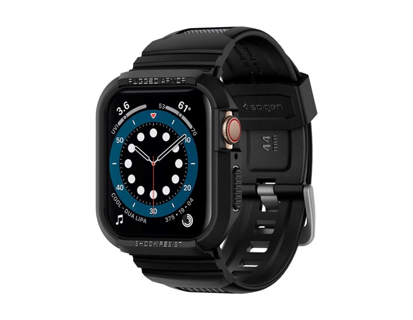 Spigen Rugged Armor Pro, zaštitna maska s remenom za Apple pametni sat, crna - Apple Watch 8/7 (45mm)/SE 2022/6/SE/5/4 (44mm)