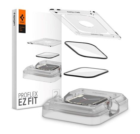 Spigen ProFlex EZ Fit, zaštitno staklo za Apple pametni sat, 2 kom + okvir za poravnanje - Apple Watch 9/8/7 41mm (AFL04052)