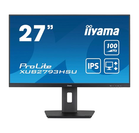 IIYAMA 27" XUB2793HSU-B7 FHD (1920x1080) IPS, Pivot, 100Hz, 16:9, 1ms, 300 cd/m2, 1300:1, HDMI/DP, 2×USB-A, zvučnici, crni