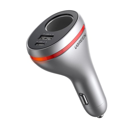 UGREEN auto punjač 84W, USB-C, USB-A, PD, QC 4.0, srebrni