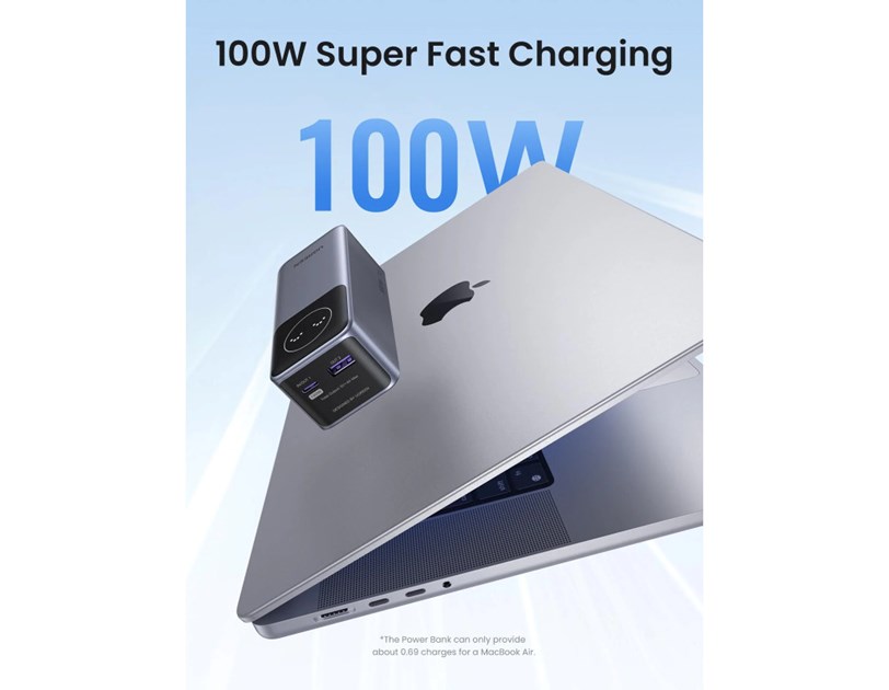 UGREEN Nexode prijenosni punjač (Powerbank) 12000mAh, 100W brzo punjenje, 1×USB-A/2×USB-C, PD3.0/QC3.0, sivi