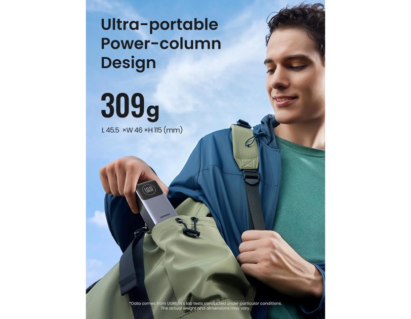 UGREEN Nexode prijenosni punjač (Powerbank) 12000mAh, 100W brzo punjenje, 1×USB-A/2×USB-C, PD3.0/QC3.0, sivi