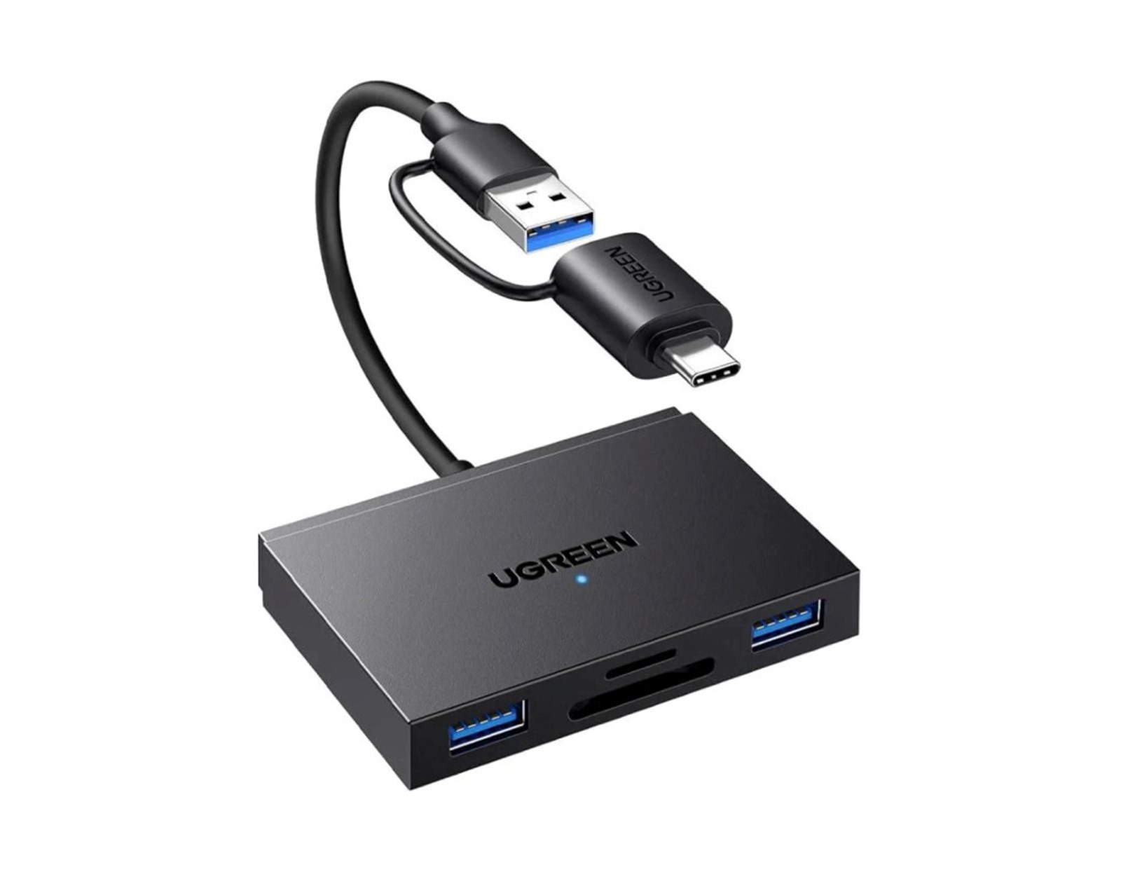 UGREEN 4-portni USB-C/A HUB 2xUSB-A, 1xSD, 1xTF, sivi