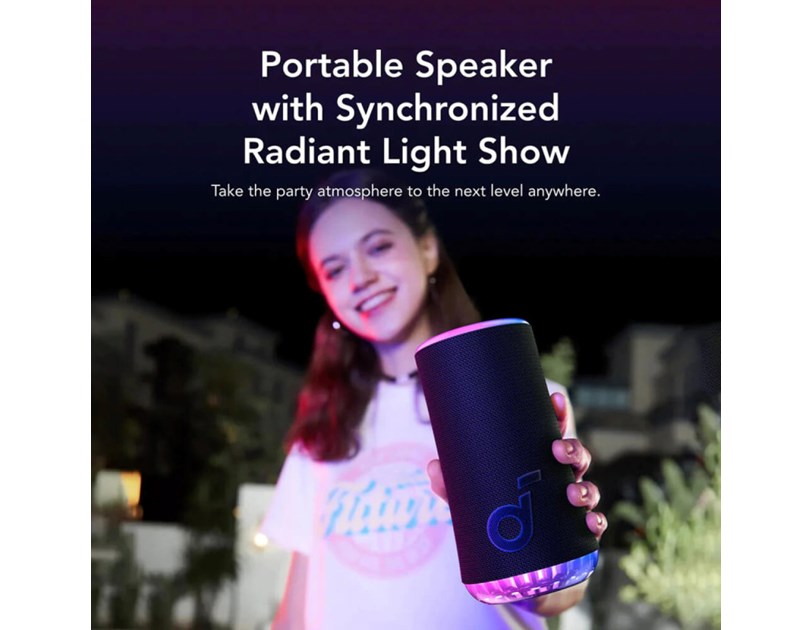 Anker Soundcore GLOW prijenosni BT5.3 zvučnik, 30W, IP67, 18h reprodukcije, crni (A3166G11)