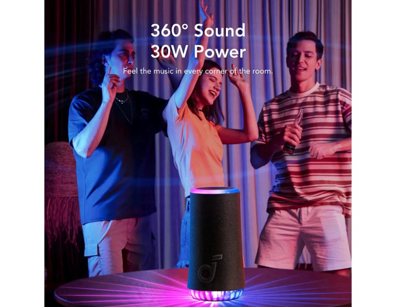 Anker Soundcore GLOW prijenosni BT5.3 zvučnik, 30W, IP67, 18h reprodukcije, crni (A3166G11)