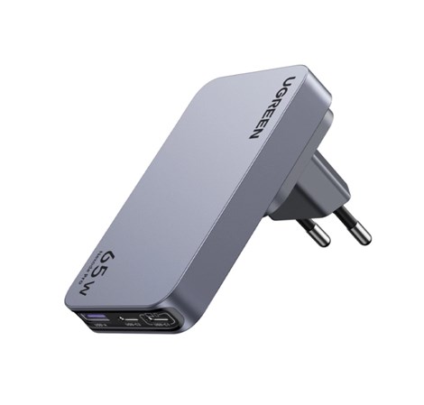 UGREEN Nexode Pro Ultra-Slim zidni punjač 65W, 2x USB-C, USB-A, GaNInfinity, sivi