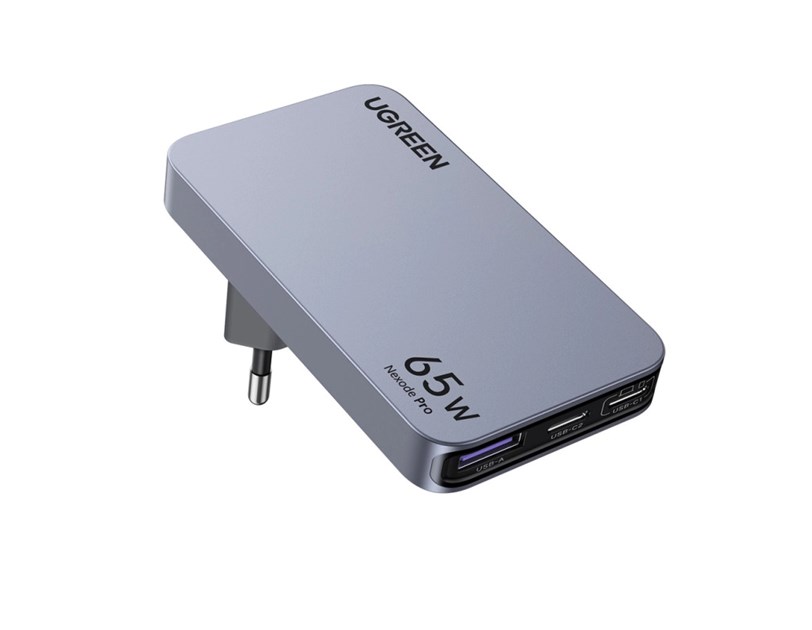 UGREEN Nexode Pro Ultra-Slim zidni punjač 65W, 2x USB-C, USB-A, GaNInfinity, sivi