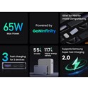UGREEN Nexode Pro Ultra-Slim zidni punjač 65W, 2x USB-C, USB-A, GaNInfinity, sivi