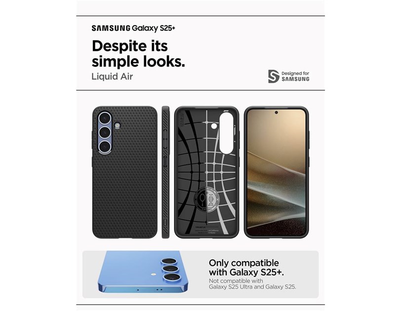 Spigen Liquid Air, matte black - Samsung Galaxy S25+ (ACS08979)