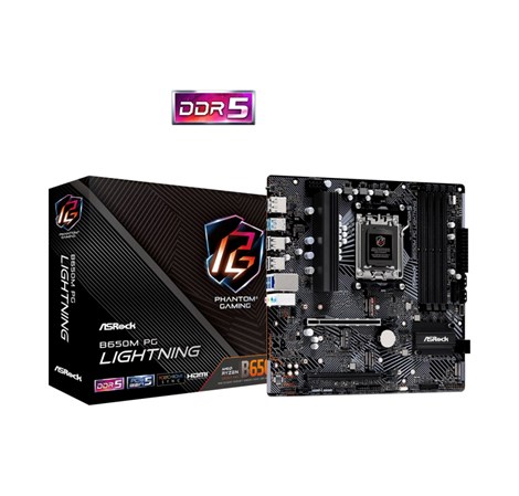 ASROCK B650M PG Lightning, S. AM5, 4x DDR5/7200(OC), PCIe 5.0, HDMI, DP, mATX