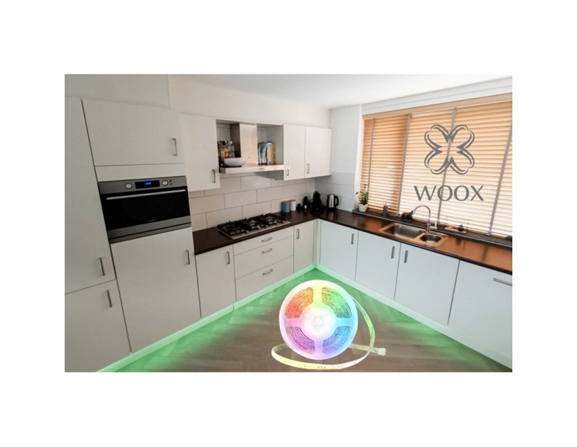WOOX WiFi Smart LED traka RGB + muzička funkcija, 5m, 24W, 3000K-6500K, vodootporna, WooxHome app, glasovna kontrola - Alexa & Google Assistant (R5149)