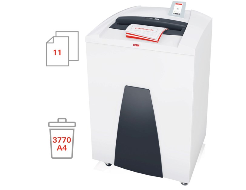 HSM securio P44i uništavač dokumenata + CD medija, trakasti + poprečni rez, 1×5mm, razina sigurnosti E-5/F-3/O-6/P-7/T-6, kapacitet 205l