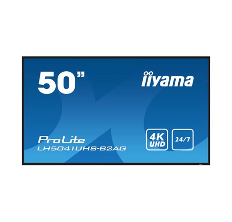 IIYAMA 50" LH5041UHS-B2AG 4K UHD (3840x2160) VA Signage, 16:9, 9.5ms, 500 cd/m2, 5000:1, VGA/HDMI, 1xUSB-A, zvučnici, crni 