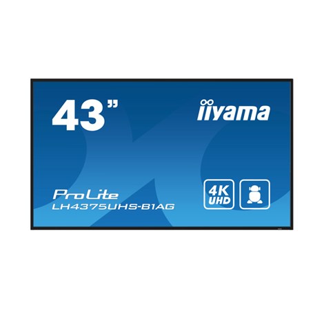 IIYAMA 43" LH4375UHS-B1AG 4K UHD (3840x2160) IPS Signage, 60Hz, 16:9, 8ms, 500 cd/m2, 1200:1, HDMI/DP, 2xUSB-A, zvučnici, crni 