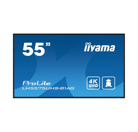 IIYAMA 55" LH5575UHS-B1AG 4K UHD (3840x2160) IPS Signage, 60Hz, 16:9, 8ms, 500 cd/m2, 1200:1, HDMI/DP, 2xUSB-2, zvučnici, crni