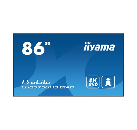 IIYAMA 86" LH8675UHS-B1AG 4K UHD (3840x2160) IPS Signage, 60Hz, 16:9, 8ms, 500 cd/m2, 1400:1, HDMI/DP, 2xUSB-A, zvučnici, crni 