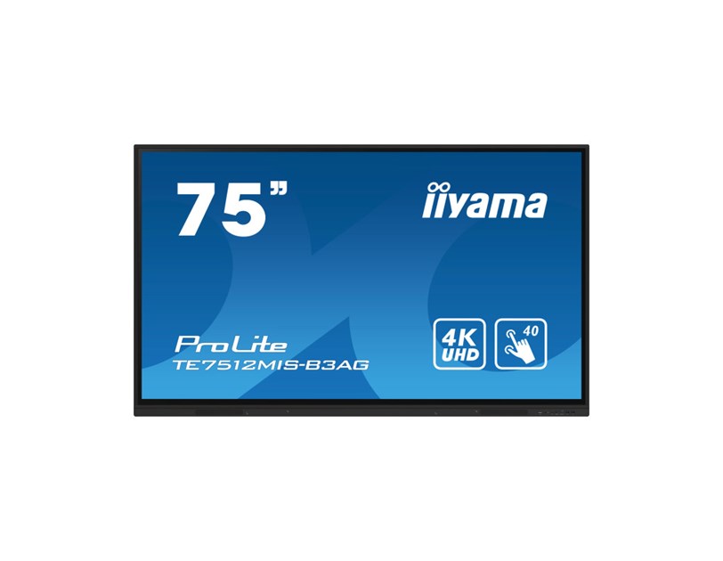 IIYAMA 75" TE7512MIS-B3AG Touchscreen 4K UHD (3840x2160) IPS, 16:9, 8ms, 400cd/m2, 4000:1, VGA/HDMI, 5xUSB-A, 1xUSB-C, zvučnici, crni