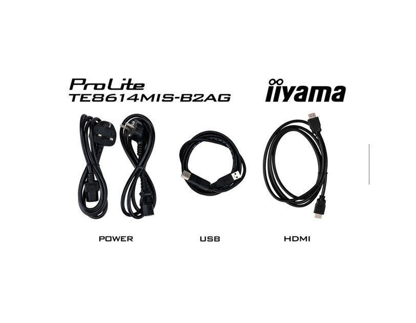 IIYAMA 86" TE8614MIS-B2AG Touchscreen 4K UHD (3840x2160) VA, 16:9, 6.5ms, 450 cd/m2, 4000:1, 4xHDMI, 1xDP, 2xUSB-C, 4xUSB-A, 2xRJ45, zvučnici, crni