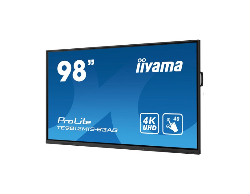 IIYAMA 98" TE9812MIS-B3AG iiWare10 , Android 11, 8/64GB, 40-Points PureTouch IR with zero bonding, 3840x2160, UHD IPS panel, Metal Housing, Fan-less, Speakers 2x 16W front, VGA, HDMI 3x HDMI-out, 
