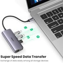 UGREEN 4-portni USB-C HUB 3xUSB 3.0 A, 1xRJ45 + micro USB power port, sivi