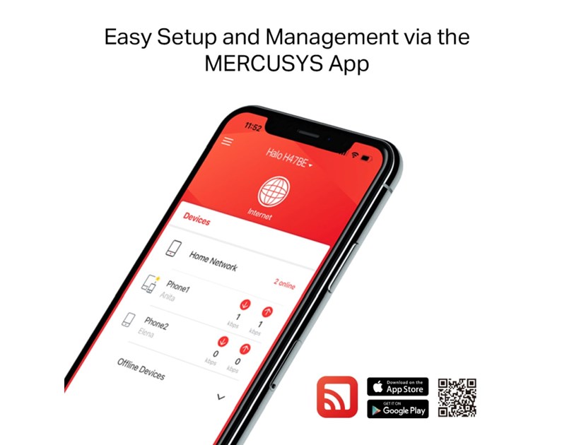 Mercusys BE9300 Whole Home Mesh Wi-Fi 7 System 688Mbps/2880Mbps/5760Mbps (2.4GHz/5GHz/6GHz) 3×2.5 Gbps Ports (WAN/LAN auto-sensing) Mercusys app