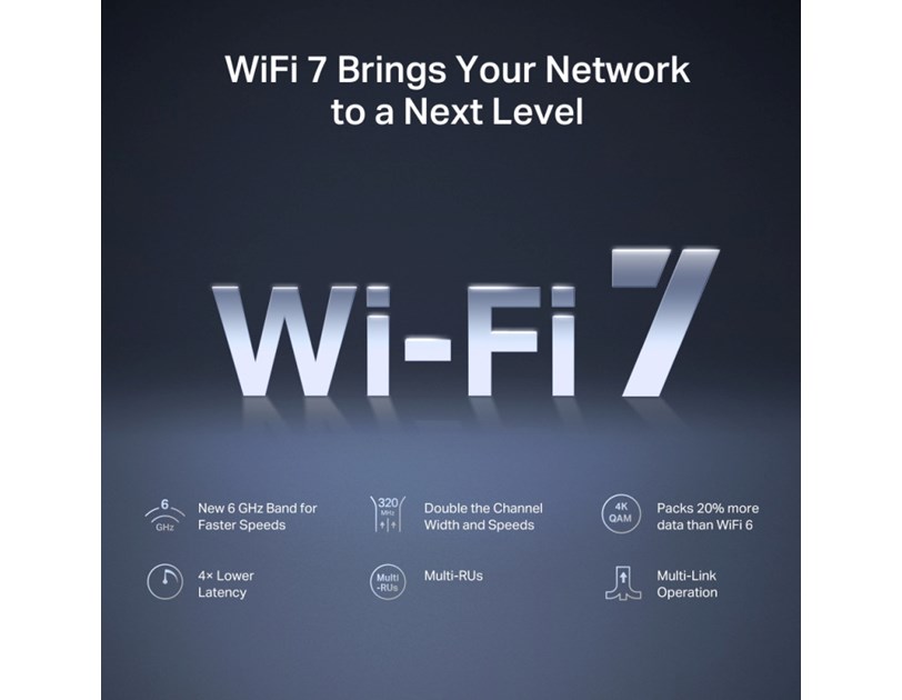 Mercusys BE9300 bežični usmjerivač (Tri-Band Wi-Fi 7 Router) 574Mbps/2880Mbps/5760Mbps (2.4GHz/5GHz/6GHz), 802.11be/ax/ac/a/b/g/n, 3×G-LAN, 1×G-WAN, 6x fiksne omni-direkcione antene
