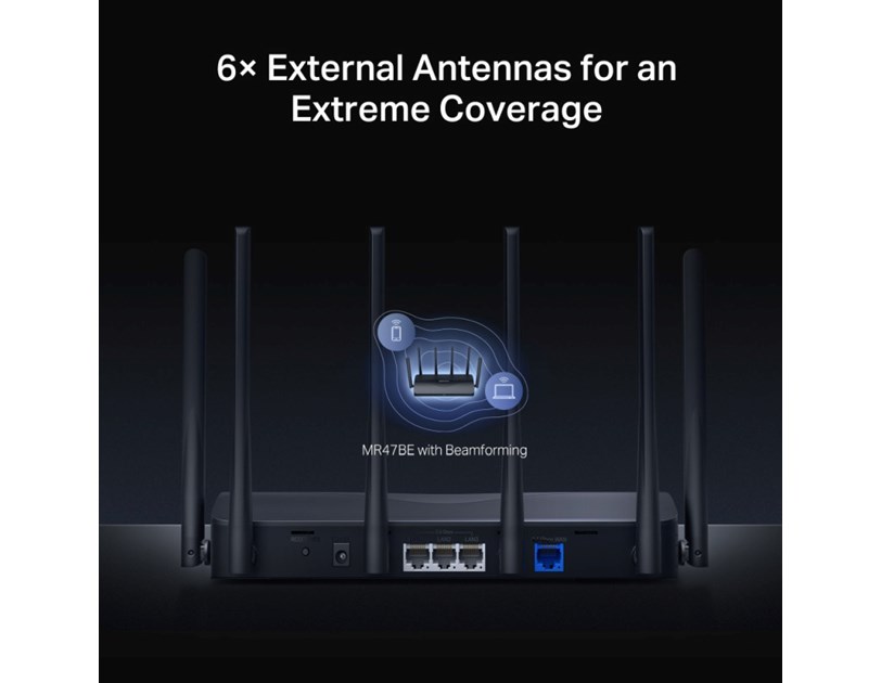 Mercusys BE9300 bežični usmjerivač (Tri-Band Wi-Fi 7 Router) 574Mbps/2880Mbps/5760Mbps (2.4GHz/5GHz/6GHz), 802.11be/ax/ac/a/b/g/n, 3×G-LAN, 1×G-WAN, 6x fiksne omni-direkcione antene
