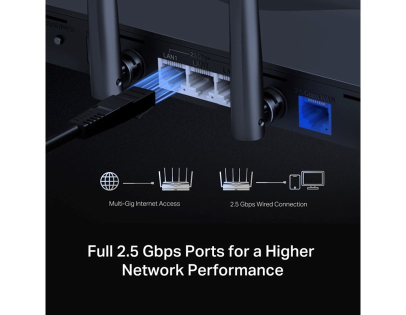 Mercusys BE9300 bežični usmjerivač (Tri-Band Wi-Fi 7 Router) 574Mbps/2880Mbps/5760Mbps (2.4GHz/5GHz/6GHz), 802.11be/ax/ac/a/b/g/n, 3×G-LAN, 1×G-WAN, 6x fiksne omni-direkcione antene