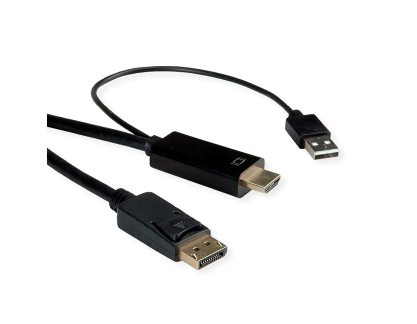 Roline HDMI (UHDTV) - DisplayPort kabel, M/M, 2.0m, crni