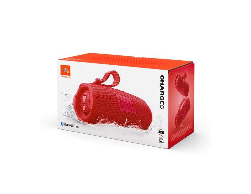 JBL Charge 6 prijenosni zvučnik BT5.4, vodootporan IP68 do 28h slušanja, AI Sound Boost, 45W, Auracast, crveni