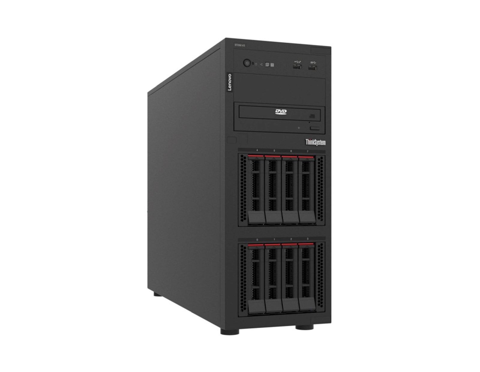 Lenovo ThinkSystem ST250 V3 Xeon E-2468 (8C 2.6GHz 24MB Cache/65W), 1x32GB, O/B, 2.5" HS (8), 5350-8i, HS 800W Titanium, XCC2 Platinum, No DVD