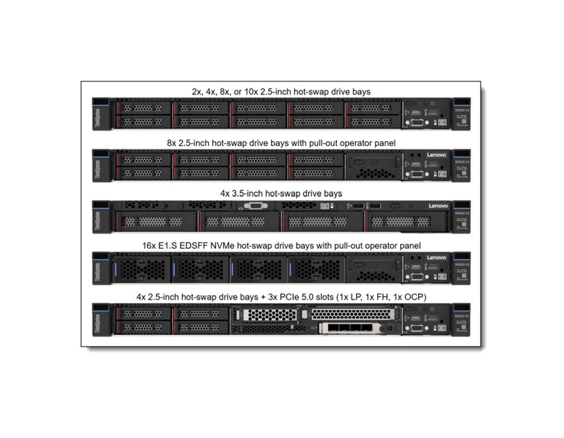 Lenovo ThinkSystem SR630 V3 Xeon Silver 4510 (12C 2.4GHz 30MB Cache/150W), 32GB (1x32GB, 4800MHz 1Rx4 DDR5 RDIMM), 8 SAS/SATA, 9350-8i Internal, 1x1100W Titanium, 6 Performance Fans, XCC2 Platinum