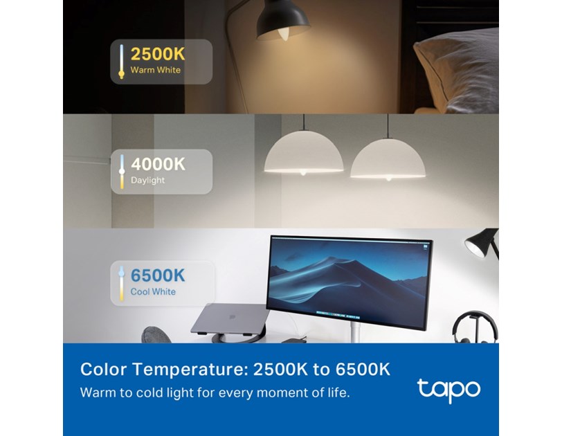 TP-Link Tapo Smart Wi-Fi višebojna žarulja E14, 8.6W, 470lm, 2500K - 6500K, glasovna kontrola (Amazon Alexa & Google Assistant)