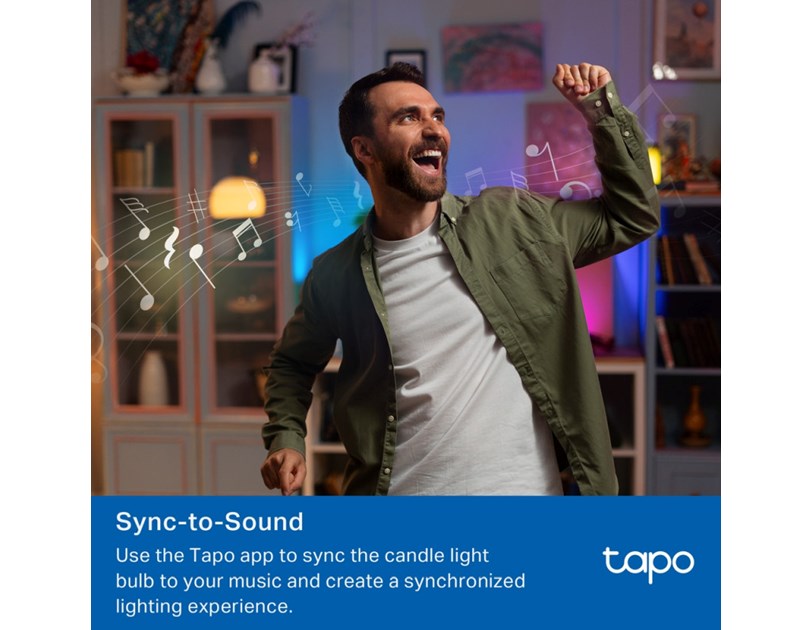 TP-Link Tapo Smart Wi-Fi višebojna žarulja E14, 8.6W, 470lm, 2500K - 6500K, glasovna kontrola (Amazon Alexa & Google Assistant)