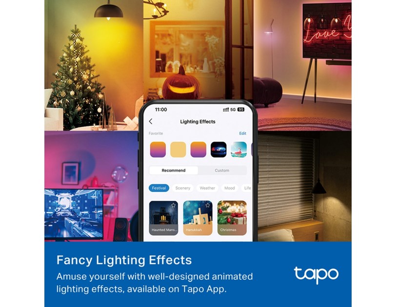 TP-Link Tapo Smart Wi-Fi višebojna žarulja E14, 8.6W, 470lm, 2500K - 6500K, glasovna kontrola (Amazon Alexa & Google Assistant)