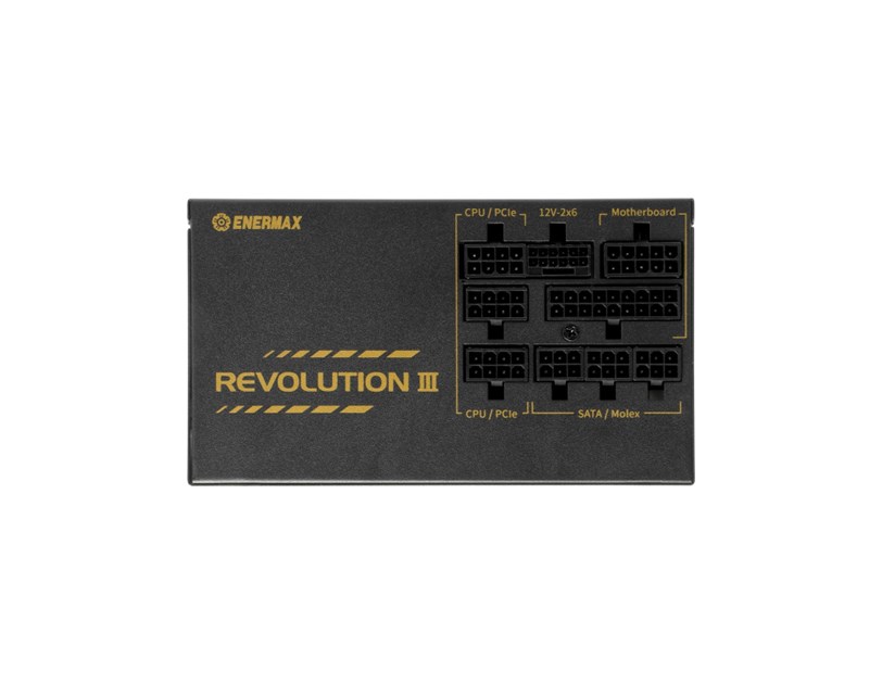 Enermax 650W Revolution III, ATX 3.1, 80+ GOLD, modularno, 2×PCIe, 6×SATA, 24-pina, 120mm ventilator