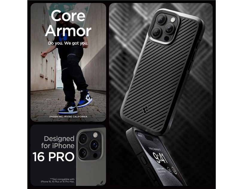 Spigen Core Armor, matte black - iPhone 16 Pro (ACS08157)