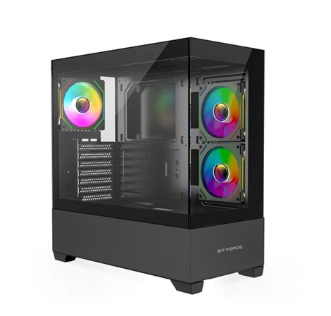 Bit Force SPARK ARGB-TG3 Midi Tower ARGB Gaming PC ATX kućište bez napajanja, crno