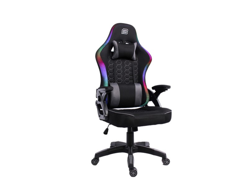 Bit Force HYPNOSIS RGB-2D igraća stolica s potpornim jastučićima, PU koža, 2D naslon za ruke, nosivost 130kg, crna