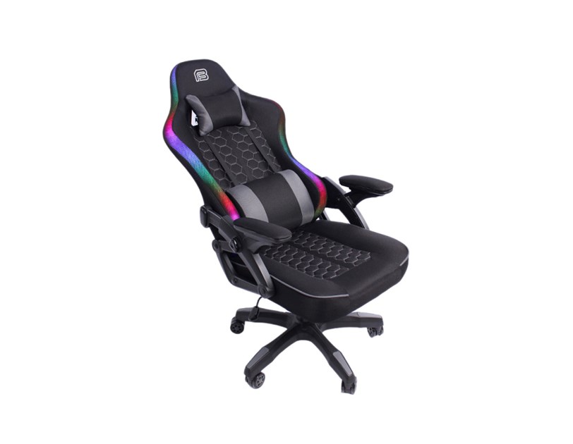 Bit Force HYPNOSIS RGB-2D igraća stolica s potpornim jastučićima, PU koža, 2D naslon za ruke, nosivost 130kg, crna