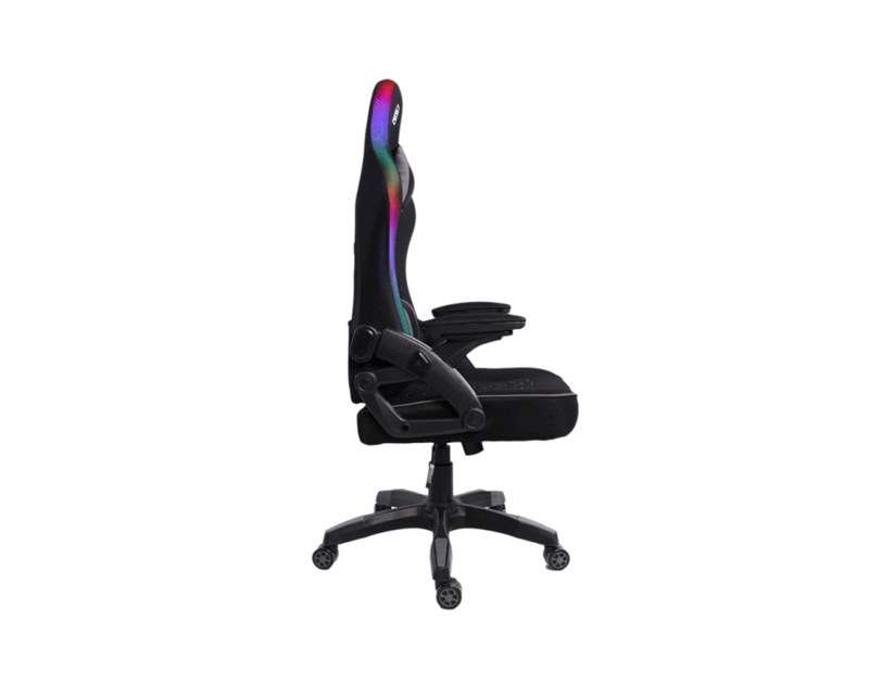 Bit Force HYPNOSIS RGB-2D igraća stolica s potpornim jastučićima, PU koža, 2D naslon za ruke, nosivost 130kg, crna