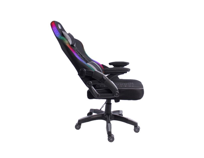 Bit Force HYPNOSIS RGB-2D igraća stolica s potpornim jastučićima, PU koža, 2D naslon za ruke, nosivost 130kg, crna